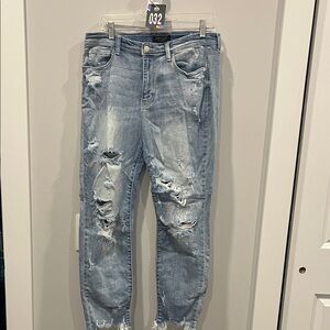 Judy Blue Sky Blue Ripped Boyfriend Jeans